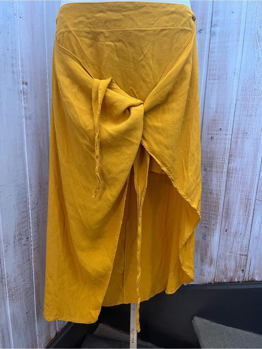 FARM Rio Mustard Yellow Asymmetrical Wrap Skirt - Picture 3 of 5